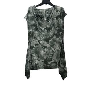Womens Te Verde Green Tie Dye Sharkbite Hem Cotton modal Blend Top Size Medium